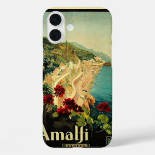 Vintage Travel, Italiaanse kuststrand Amalfi iPhone 16 Plus Hoesje