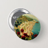 Vintage Travel, Italiaanse kuststrand Amalfi Ronde Button 5,7 Cm (Voorkant /achterkant)