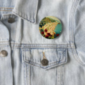 Vintage Travel, Italiaanse kuststrand Amalfi Ronde Button 5,7 Cm (In situ)