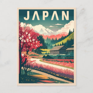 Vintage Travel Japan Sakura Cherry Blossom Briefkaart