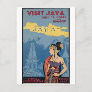 Vintage Travel Java Indonesia Briefkaart