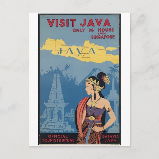 Vintage Travel Java Indonesia Briefkaart (Voorkant)