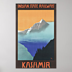 Vintage Travel Kashmir India Railways Poster