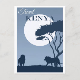 Vintage Travel Kenya Africa Lion Briefkaart
