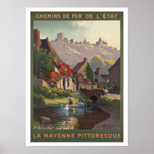 Vintage Travel La Mayenne Pittoresque Frankrijk Poster