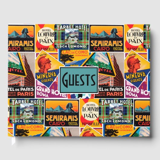 Vintage Travel Labels Gastenboek (Voorkant)