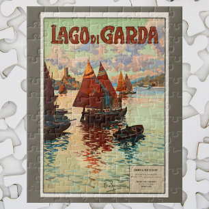 Vintage Travel, Lago di Garda, Lake Garda, Italië Legpuzzel