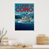 Vintage Travel Lake Como Italy Poster (Keuken)