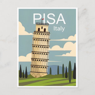 Vintage Travel Leaning Tower of Pisa Italië Briefkaart
