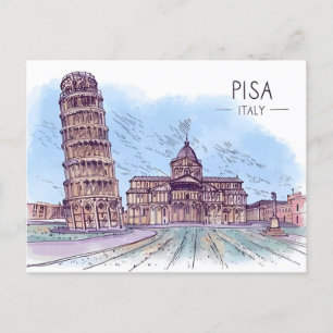Vintage Travel Leaning Tower van Pisa Retro Briefkaart