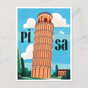 Vintage Travel Leaning Tower van Pisa Retro Briefkaart