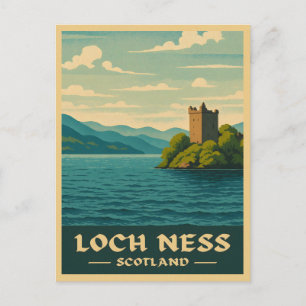 Vintage Travel Loch Ness Scotland Retro Schilderac Briefkaart
