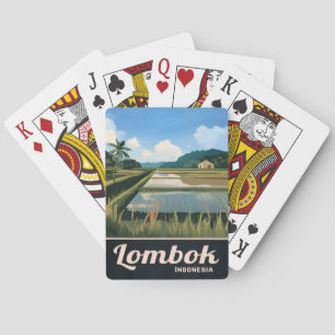 Vintage Travel Lombok Indonesië Landschap Pokerkaarten