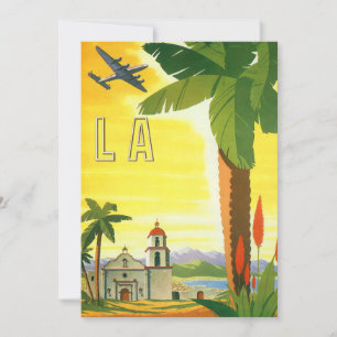 Vintage Travel, Los Angeles, California Invitation Kaart