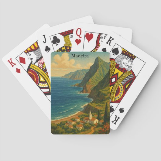 Vintage Travel Madeira Atlantic Island Pokerkaarten (Achterkant)