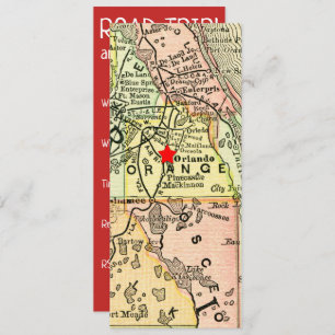 Vintage Travel Map Orlando Movable Red Star Kaart