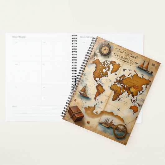 Vintage Travel Maps Planner (Devant avec enveloppe)