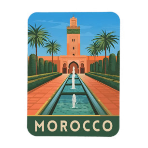 Vintage Travel Marokko Noord-Afrika Retro Graphic Magneet