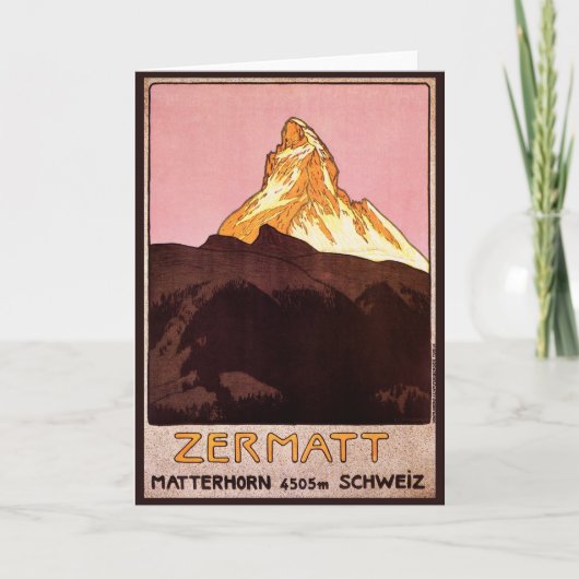 Vintage Travel, Matterhorn Mountain, Zwitserland Kaart (Voorkant)