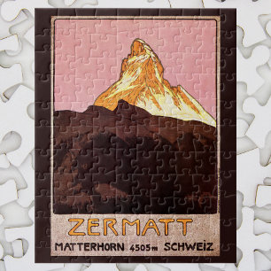 Vintage Travel, Matterhorn Mountain, Zwitserland Legpuzzel