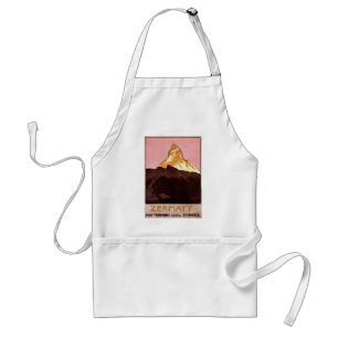 Vintage Travel, Matterhorn Mountain, Zwitserland Standaard Schort