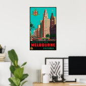 Vintage Travel - Melbourne - Australië Poster (Thuiskantoor)