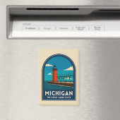 Vintage Travel Michigan Lighthouse Retro Scenic Magneet (Insitu (Vaatwasser))