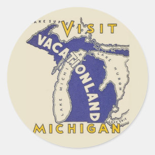 Vintage Travel - Michigan Vacationland Ronde Sticker