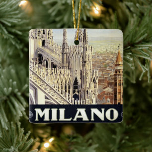 Vintage Travel Milano Italy Gothic Cathedral Duomo Keramisch Ornament