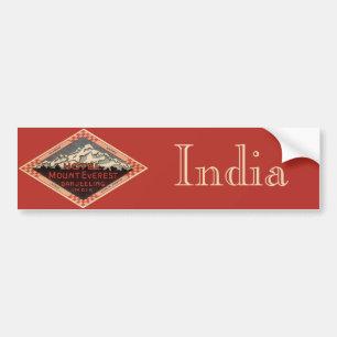 Vintage Travel, Mount Everest, Darjeeling India Bumpersticker