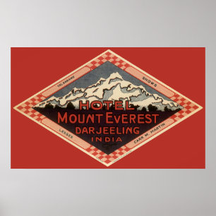 Vintage Travel, Mount Everest, Darjeeling India Poster