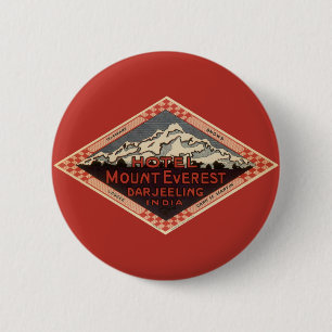 Vintage Travel, Mount Everest, Darjeeling India Ronde Button 5,7 Cm
