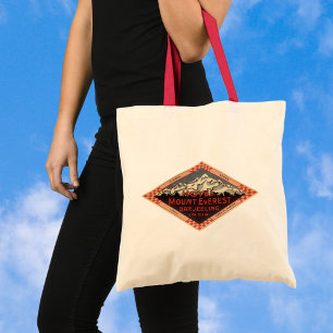 Vintage Travel, Mount Everest, Darjeeling India Tote Bag