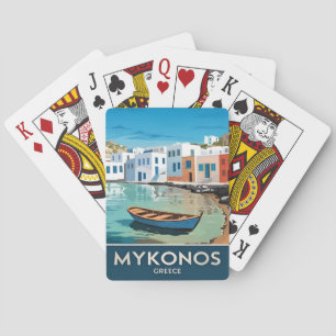Vintage Travel Mykonos Griekenland Seaside Landsca Pokerkaarten