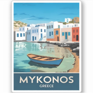Vintage Travel Mykonos Griekenland Seaside Landsca Sticker