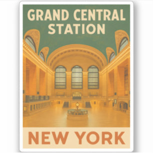 Vintage Travel New York Grand Central Station Sticker