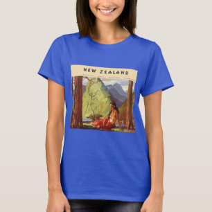 Vintage Travel, Nieuw-Zeeland Landscape Native Wom T-shirt