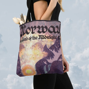 Vintage Travel, Noorwegen Fjord Land Midnight Sun Draagtas