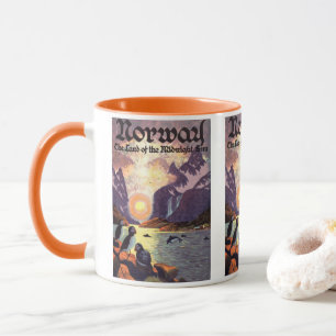 Vintage Travel, Noorwegen Fjord Land Midnight Sun Mok