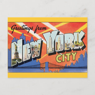 Vintage Travel NYC, Greetings uit New York City Briefkaart