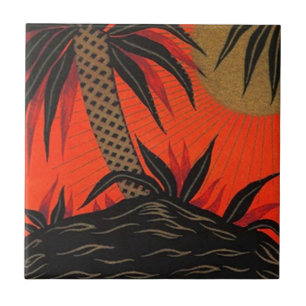Vintage Travel Palm Tree South Zee Tropical Tile Tegeltje