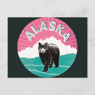 Vintage Travel Poster, Alaska Black Beer in sneeuw Briefkaart