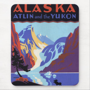 Vintage Travel Poster, Atlin en Yukon, Alaska Muismat