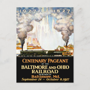 Vintage Travel Poster Baltimore Railroad Postc Briefkaart