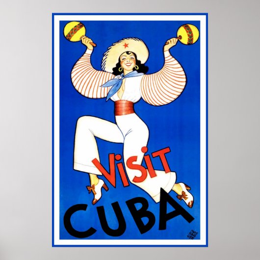 Vintage Travel Poster Bezoek Cuba (Voorkant)