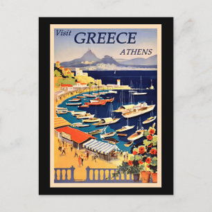 Vintage Travel Poster, bezoek Griekenland, Briefkaart