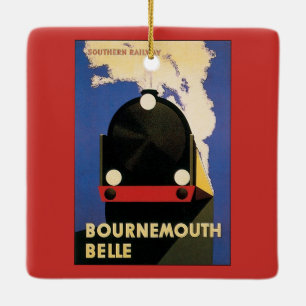 Vintage Travel Poster, Bournemouth Belle Train Keramisch Ornament