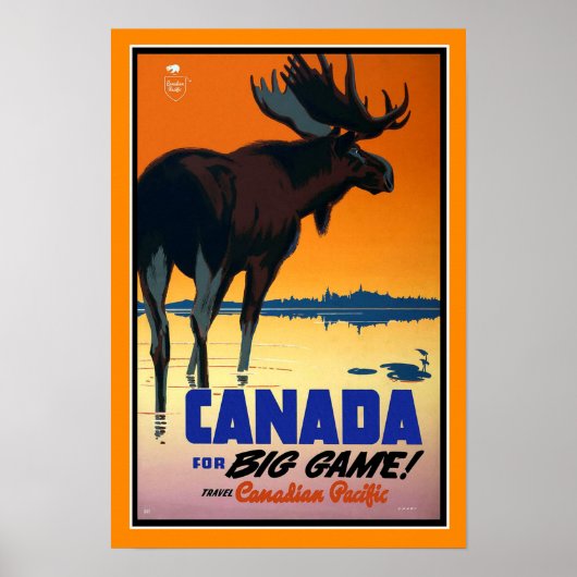 Vintage Travel Poster Canada Big Game (Voorkant)
