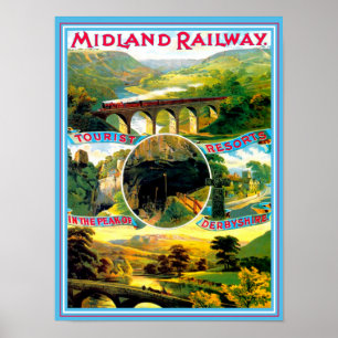 Vintage Travel Poster Derbyshire England