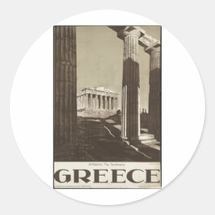 Vintage Travel Poster en Retro Prints Ronde Sticker